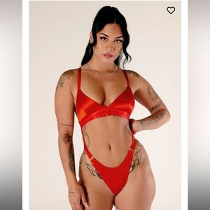 CXIX Aphrodite Red Satin Polewear Bodysuit